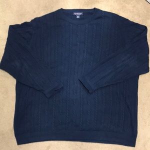 Roundtree & Yorke Navy Crew Neck Cable Knot Sweater, Size 4XT